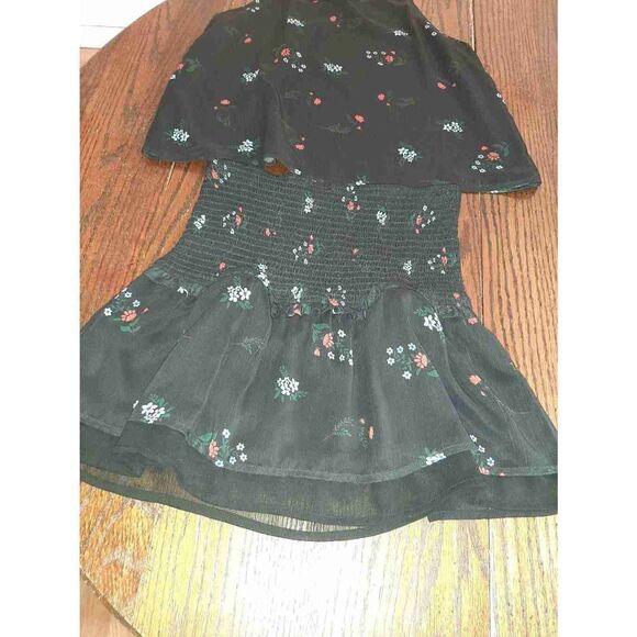 Small After Market 2pc Mini Skirt Shirt Set Sleeveless Red Blue Floral - Picture 2 of 4